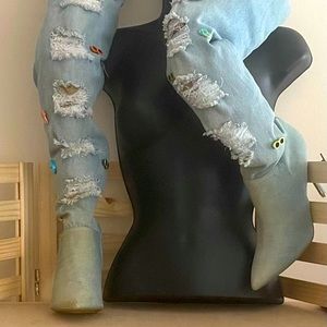 Denim Thigh Boots